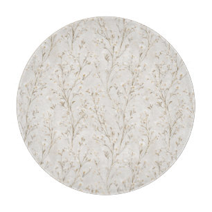 Planche À Découper Jolies Fleurs Blanc Crème