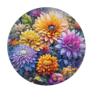 Planche À Découper Jolies fleurs d'art IA colorées 