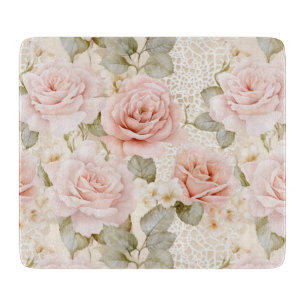 Planche À Découper Jolies Roses Rose Pâle Floral Fête de Mariage