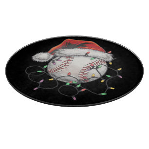 Planche À Découper Joueur de baseball de Noël de père Noël Sports