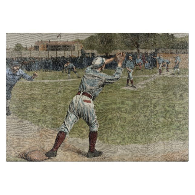 Planche À Découper Joueur de baseball lancé à la deuxième base (Devant)