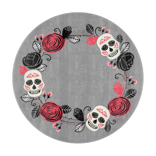 Planche À Découper Jour de la mort crâne de sucre Wreath (Devant)