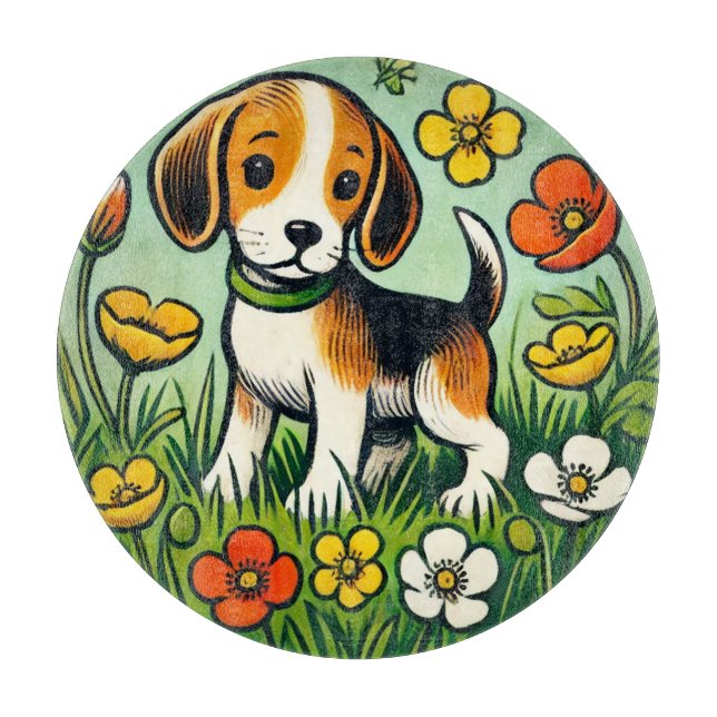 Planche À Découper Joyeux chien Beagle (Devant)