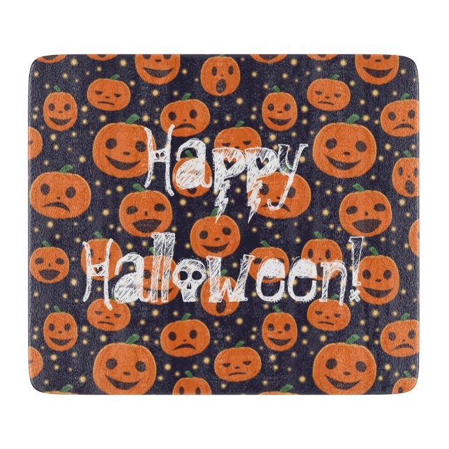 Planche À Découper Joyeux Motif Citrouille d'Halloween Jack-o-Lantern (Devant)