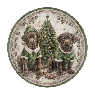 Planche À Découper Joyeux Noël Black Labrador Retriever Puppy