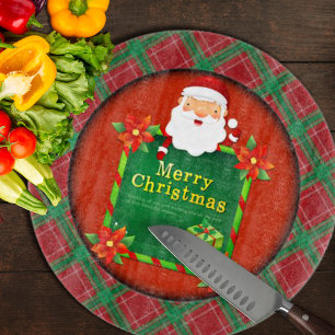 Planche À Découper Joyeux Noël Père Noël Tartan Plaid
