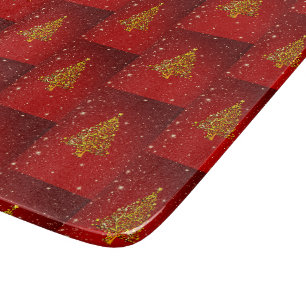 Planche À Découper Joyeux Noël Red Gold Tree étoiles