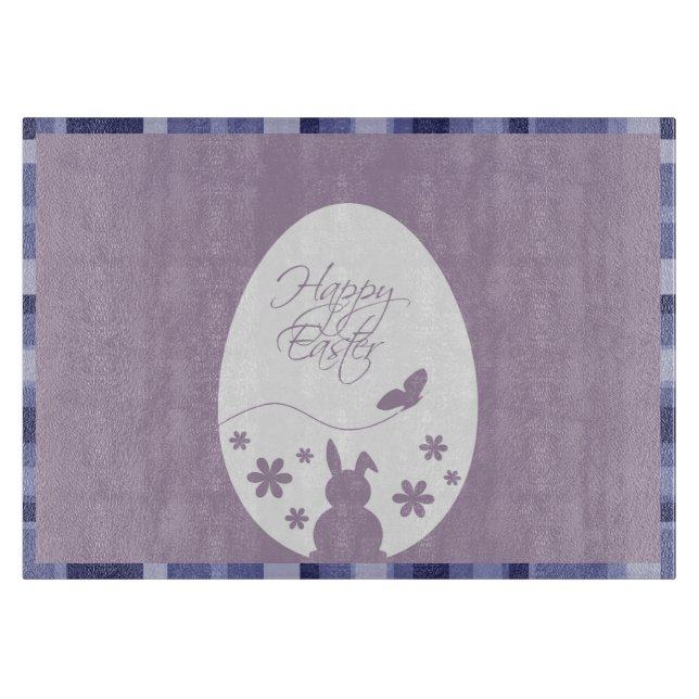 Planche À Découper Joyeux Oeuf de Pâques moderne Pastel violet (Devant)