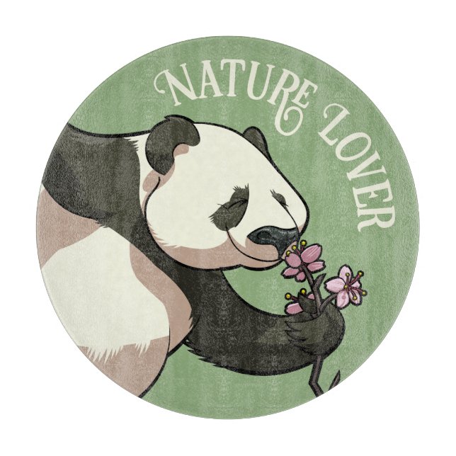 Planche À Découper Joyeux Panda odé Blossom Nature Lover Cartoon (Devant)