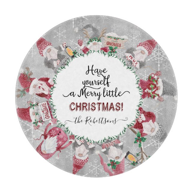 Planche À Découper Joyeux petit Noël Gnome Santas Elf Snowflakes (Devant)