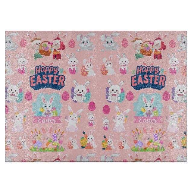 Planche À Découper Joyeux voeux de Pâques - Motif Funny Bunny Pâques (Devant)