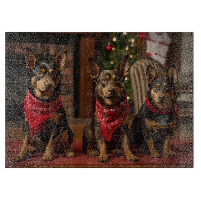 Planche À Découper Kelpie australienne près de la cheminée Noël (Devant)