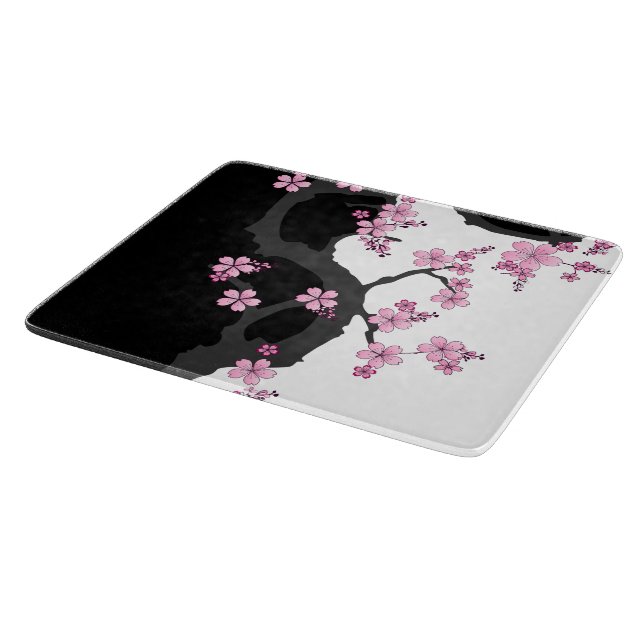 Planche À Découper Kimono japonais Sakura noir et blanc (Coin)