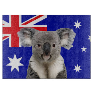 Planche À Découper Koala avec l'Arrière - plan du drapeau australien