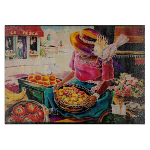 Planche À Découper La Dame du marché mexicain des fruits