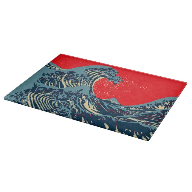 Planche À Découper La Grande vague de Hokusai dans un style dynamique (Coin)