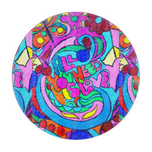 Planche À Découper La paix et l'amour super et colorés