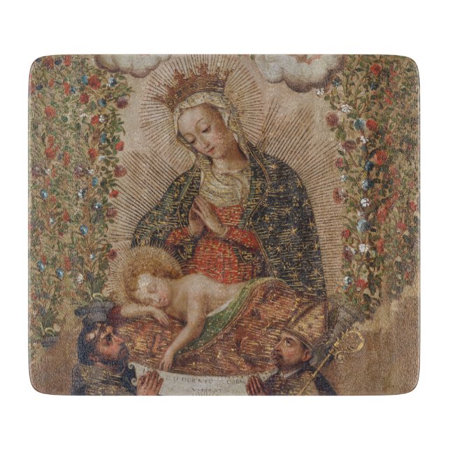 Planche À Découper La Vierge adorant le Christ Enfant Noël (Devant)