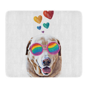 Planche À Découper Labrador Chien avec Coeurs Saint-Valentin
