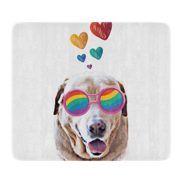 Planche À Découper Labrador Chien avec Coeurs Saint-Valentin (Devant)