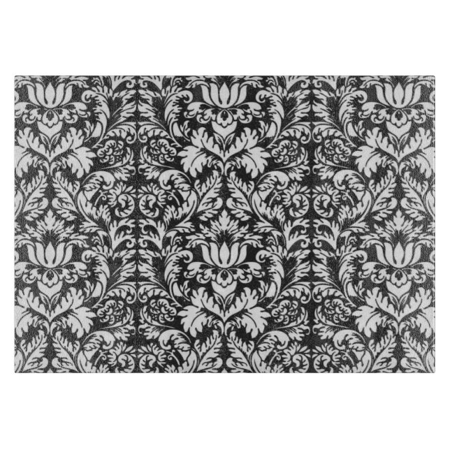 Planche À Découper Lace noir blanc Damas Brocade (Devant)