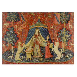 Planche À Découper Lady et l'art de la Tapisserie médiévale Unicorn