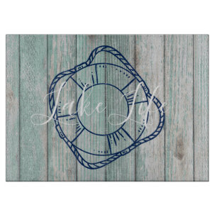 Planche À Découper Lake Life & Preserver Bois Bleu