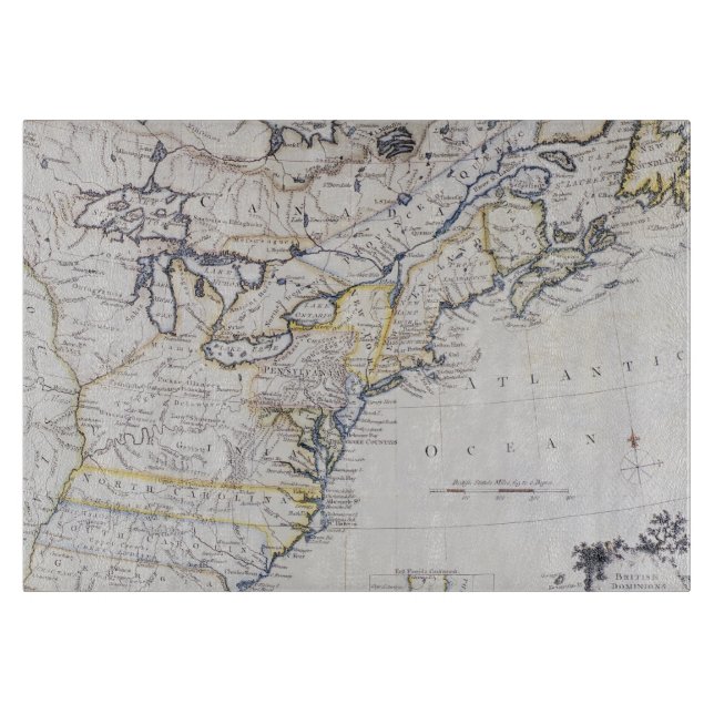 Planche À Découper L'AMÉRIQUE COLONIALE : CARTE, c1770 (Devant)