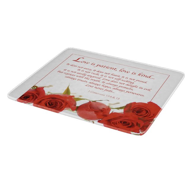 Planche À Découper L'amour est Patient Rose Rouge (Coin)