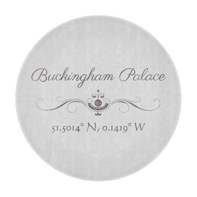 Planche À Découper Latitude et longitude du palais de Buckingham (Devant)