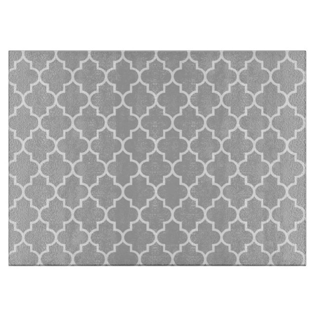 Planche À Découper Latticerie Gris, Quatrefoil, Trellis Marocain (Devant)