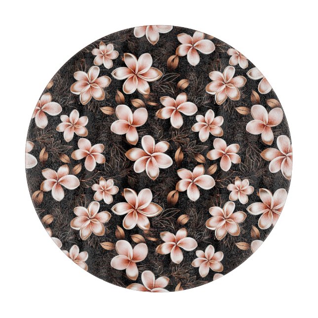 Planche À Découper Lavage Noir Rose Gold Floral Mariage (Devant)