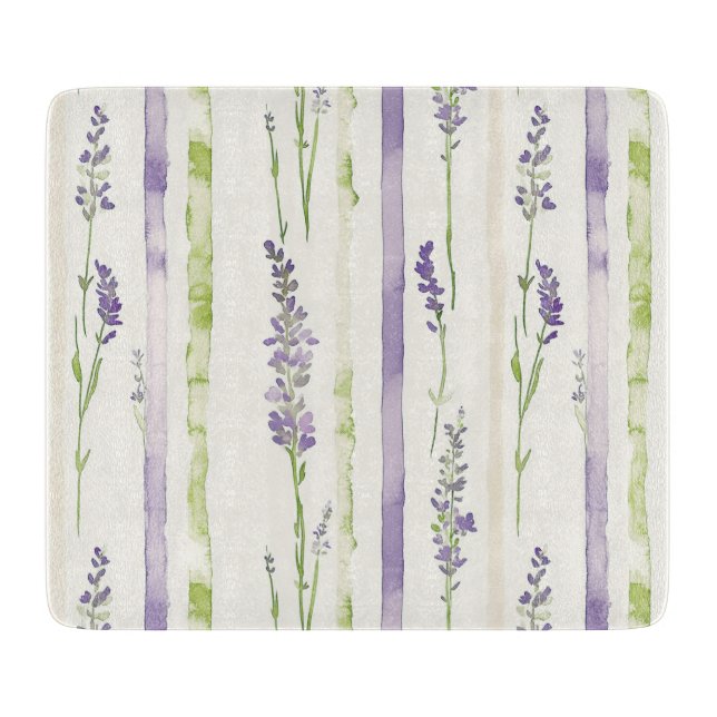 Planche À Découper Lavender Green Stripes Floral   (Devant)