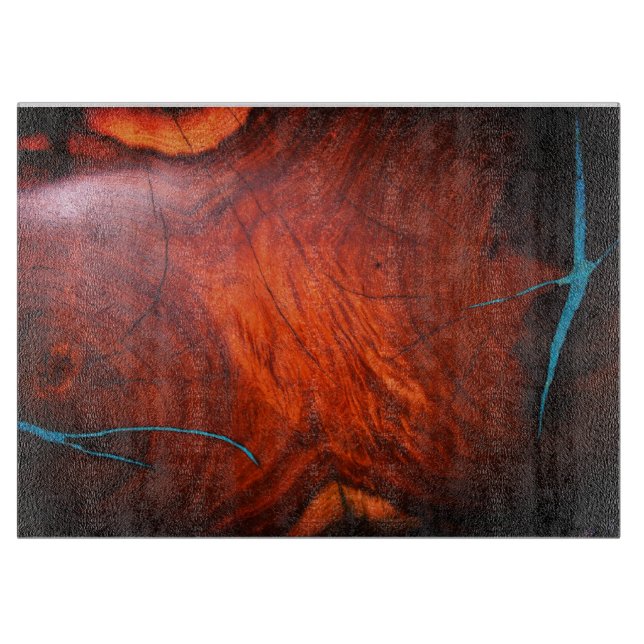 PLANCHE À DÉCOUPER LE BOIS MESQUÉ A L'AIR TURQUOISE INLAINE DE LA CAR (Devant)