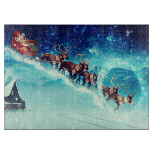 Planche À Découper Le Père Noël vole avec un renne