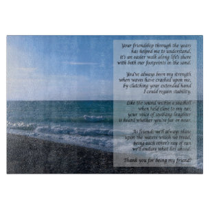 Planche À Découper Le plus cher bord de la mer de poème d'ami ondule