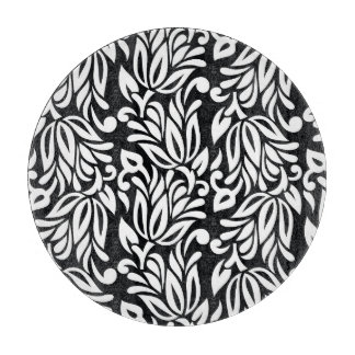 Planche À Découper Le textile noir et blanc.