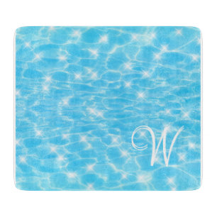 Planche À Découper L'eau ondule les textures d'eau moderne chic monog