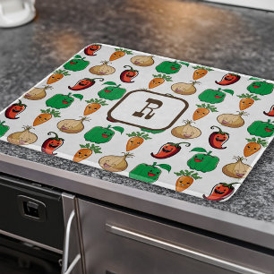 Planche À Découper Légumes souriants Monogrammé