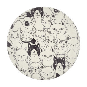 Planche À Découper Les chats dessinés à la main gribouillent un motif