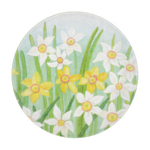 Planche À Découper Les jonquilles jaunes et blanches au printemps