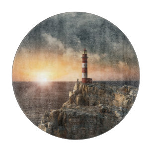 Planche À Découper Les phares   Phare rouge et blanc