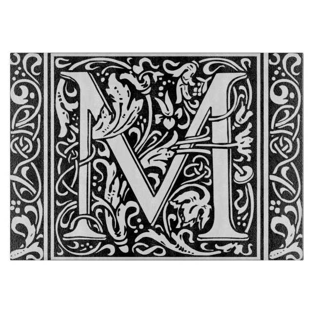 Planche À Découper Lettre M Monogramme médiéval Art Nouveau (Devant)