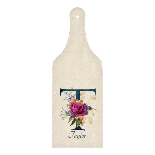 Planche À Découper LETTRE MONOGRAPHIQUE Florale Romantique T (Devant)