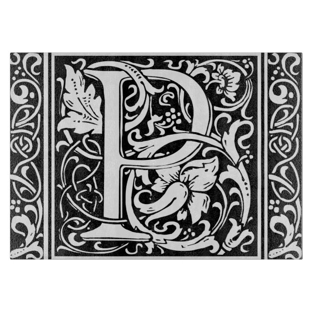 Planche À Découper Lettre P Monogramme médiéval Art Nouveau (Devant)