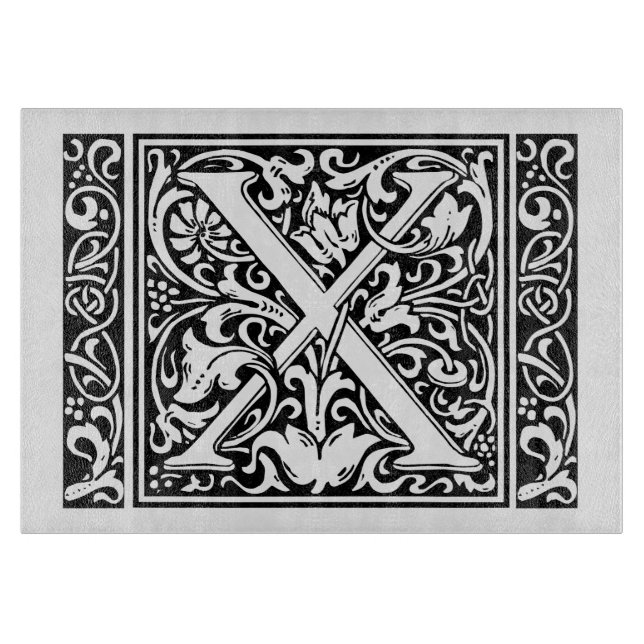 Planche À Découper Lettre X Monogramme médiéval Art Nouveau (Devant)