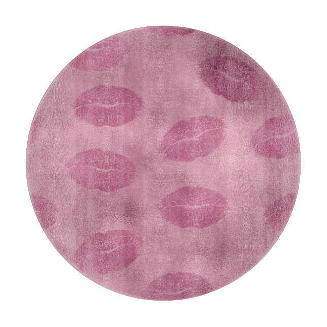 Planche À Découper Lèvres en verre rose (Devant)