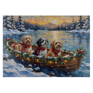 Planche À Découper Lhasa Apso Bateau de Noël Vacances