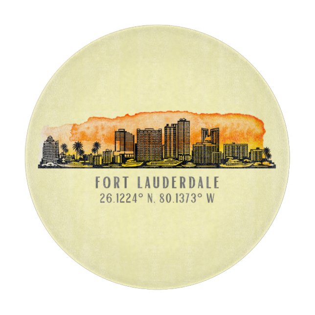 Planche À Découper Ligne aérienne et coordonnées de Fort Lauderdale (Devant)