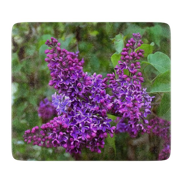 Planche À Découper Lilacs pourpres le jour du printemps (Devant)